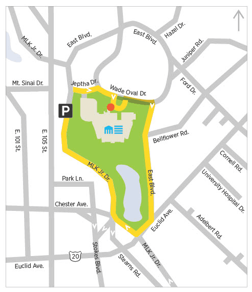 A map of the museum showing buses where to park